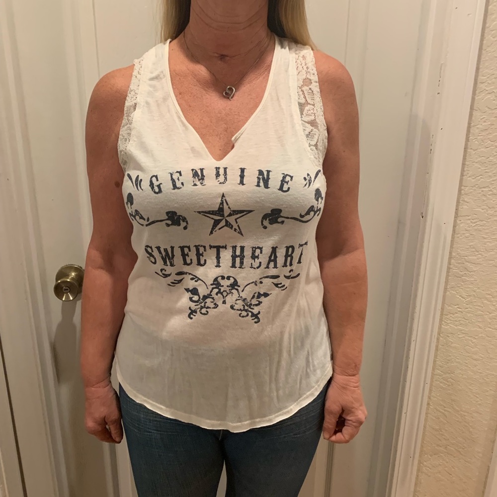 Tank with lace detail